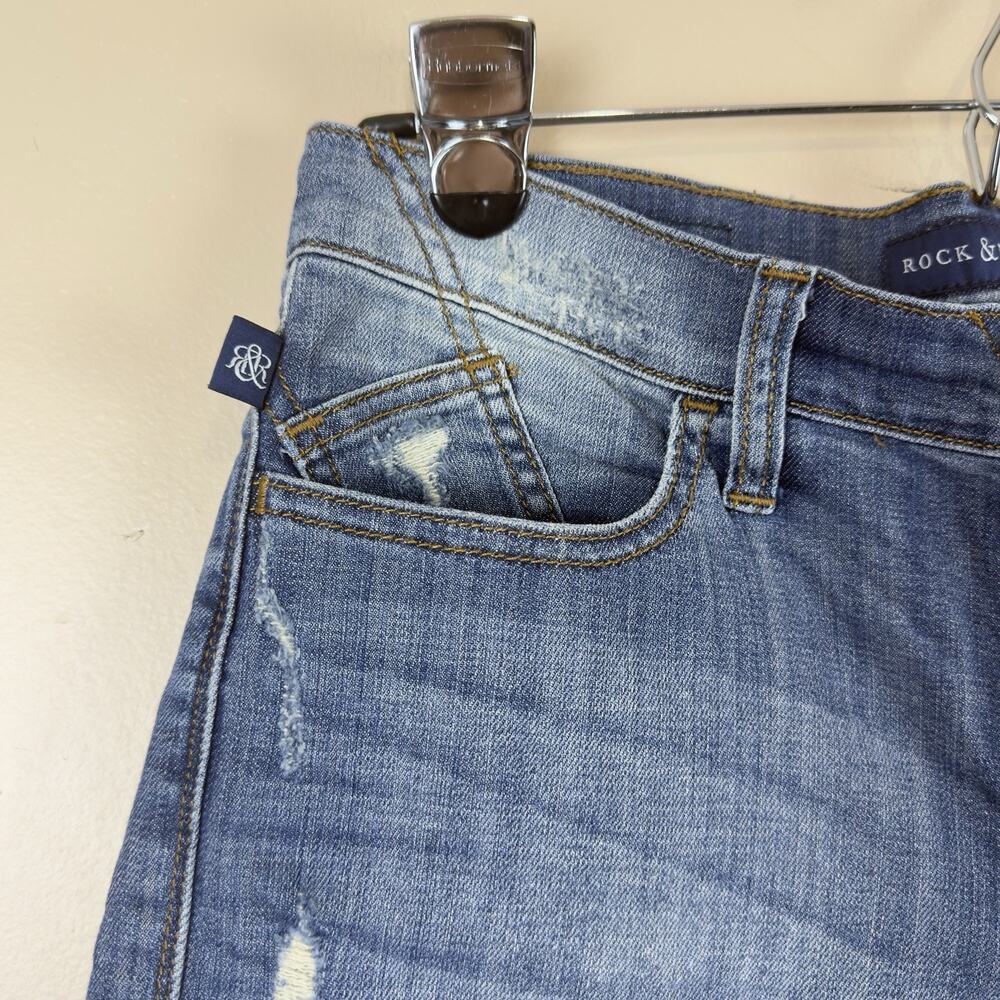 Rock & Republic Bumpershoot Denim Shorts Frayed Hem Women’s Size 6 Mid Rise - Picture 7 of 12